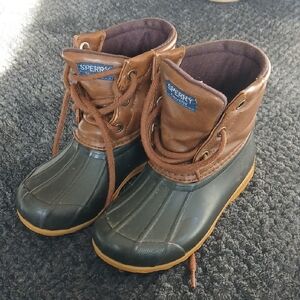 Sperry Kids Brown and Olive Boots